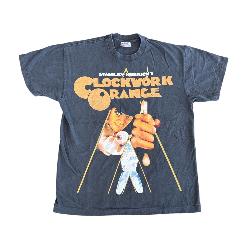 Vintage A Clockwork Orange Movie T-Shirt Size Large Black 80s Movie REPRINT